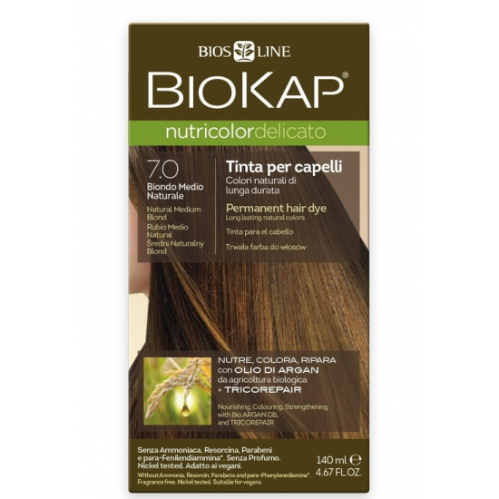 Biokap N7.0 Natural Medium Blond, Βαφή Μαλλιών  Χρώμα Ξανθό Φυσικό Χρυσαφί 140ml
