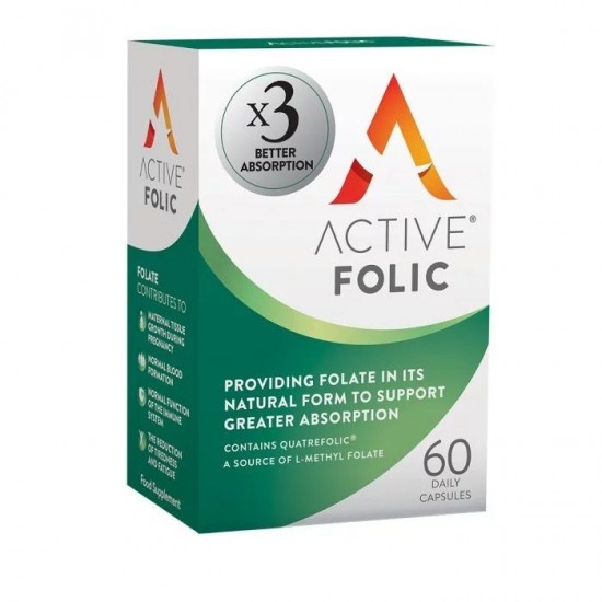 Active Folic Συμπλήρωμα Διατροφής με 3 Φορές Καλύτερη Απορρόφηση Φολικού Οξέος 60 Κάψουλες