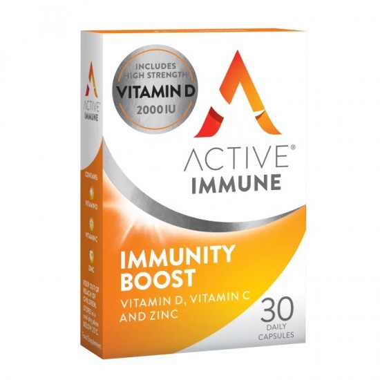 Active Immune, Immunity Boost Vitamin D & Vitamin C & Zinc για την Ενίσχυση του Ανοσοποιητικού 30 Κάψουλες  