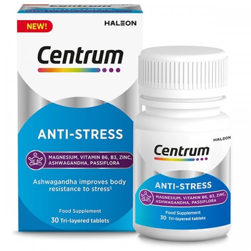 Centrum Anti-Stress Συμπλήρωμα Διατροφής για Διαχείριση Στρες & Άγχους με Ασβαγκάντα & Πασιφλόρα 30 δισκία Centrum Anti-Stress Συμπλήρωμα Διατροφής για Διαχείριση Στρες & Άγχους με Ασβαγκάντα & Πασιφλόρα 30 δισκία