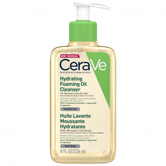 Cerave Hydrating Foaming Oil Cleanser, Απαλό Λάδι Καθαρισμού για Πρόσωπο & Σώμα 236ml