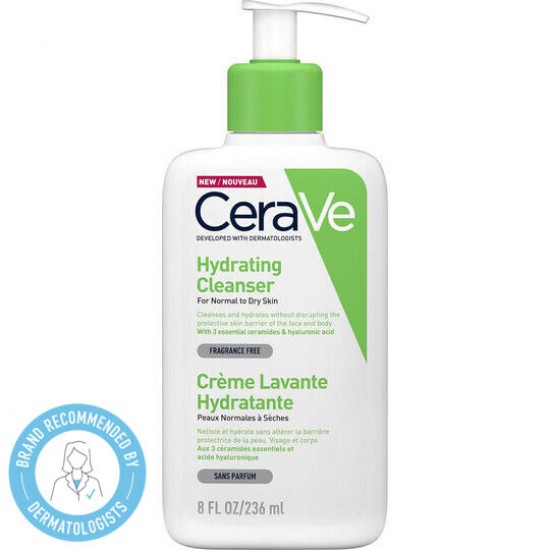 CeraVe Hydrating Cleanser, Κρέμα Καθαρισμού για Κανονικό έως Ξηρό Δέρμα 236ml CeraVe Hydrating Cleanser, Κρέμα Καθαρισμού για Κανονικό έως Ξηρό Δέρμα 236ml