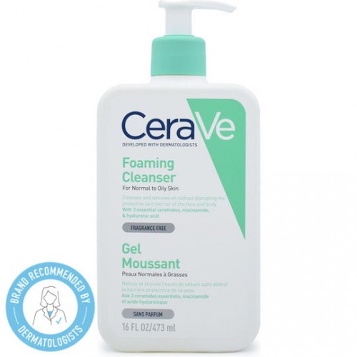 CeraVe Foaming Cleanser, Gel Καθαρισμού για Κανονικό έως Λιπαρό Δέρμα 473ml CeraVe Foaming Cleanser, Gel Καθαρισμού για Κανονικό έως Λιπαρό Δέρμα 473ml