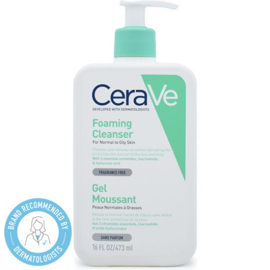 CeraVe Foaming Cleanser, Gel Καθαρισμού για Κανονικό έως Λιπαρό Δέρμα 473ml CeraVe Foaming Cleanser, Gel Καθαρισμού για Κανονικό έως Λιπαρό Δέρμα 473ml