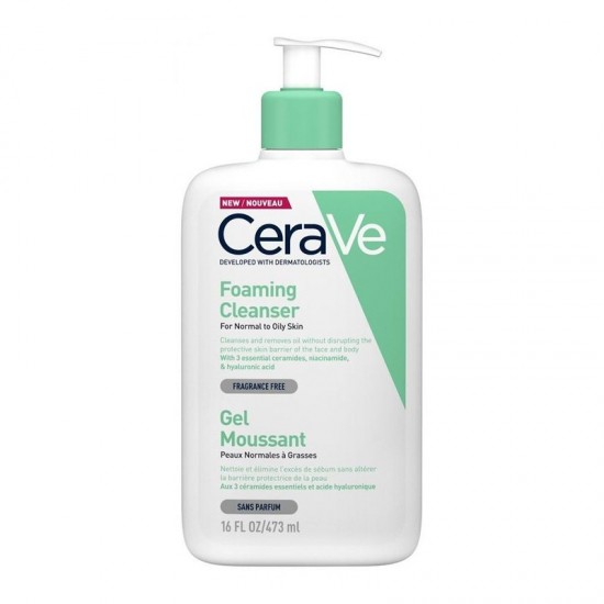 CeraVe Foaming Cleanser, Gel Καθαρισμού για Κανονικό έως Λιπαρό Δέρμα 473ml