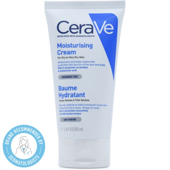 CeraVe Moisturising Cream, Ενυδατική Κρέμα για Ξηρό έως Πολύ Ξηρό Δέρμα 50ml