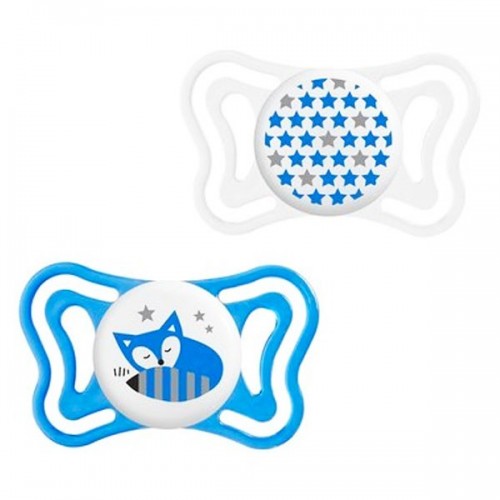 Chicco PhysioForma Light 6-16m Πιπίλες Σιλικόνης, Χρώμα Μπλε & Διάφανη με Αστέρια 2 Τεμάχια