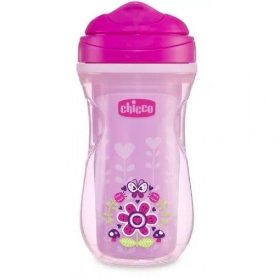 Chicco Active Cup 14m+ Μονωμένο Κύπελλο με Μαλακό Στόμιο, Χρώμα Ροζ 266ml