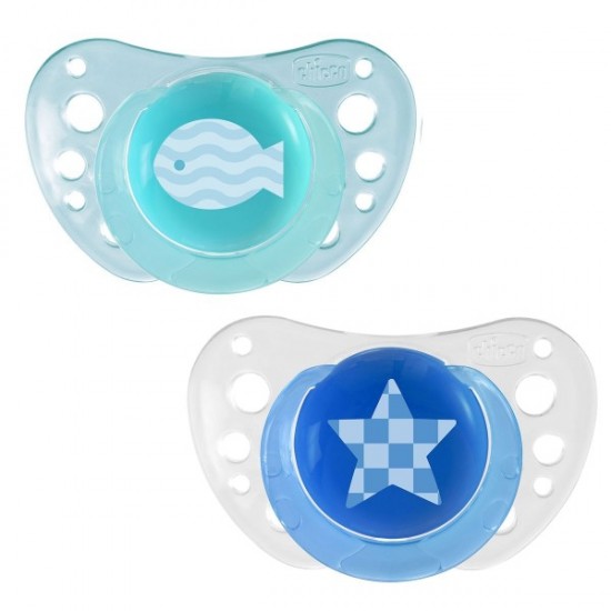 Chicco PhysioForma Air 6-16m Πιπίλες Σιλικόνης Χρώμα Μπλε & Γαλάζιο 2 Τεμάχια