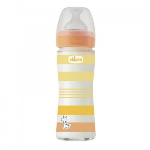 Chicco Well Being Anti-Colic System Γυάλινο Μπιμπερό με Θηλή Σιλικόνης 0m+ 240ml