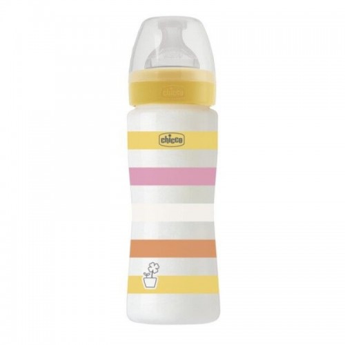 Chicco Well Being Anti-Colic System Πλαστικό Μπιμπερό με Θηλή Σιλικόνης Γρήγορης  Ροής 4m+ 330ml