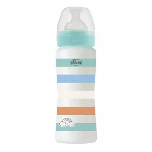 Chicco Well Being Anti-Colic System Πλαστικό Μπιμπερό με Θηλή Σιλικόνης Γρήγορης  Ροής 4m+ 330ml