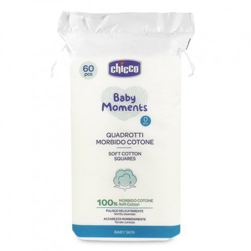 Chicco Baby Moments Μαντηλάκια από 100% Μαλακό Βαμβάκι 60 Τεμάχια
