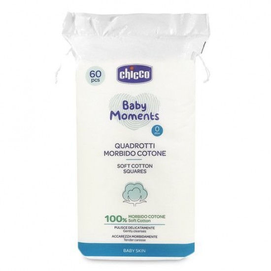 Chicco Baby Moments Μαντηλάκια από 100% Μαλακό Βαμβάκι 60 Τεμάχια