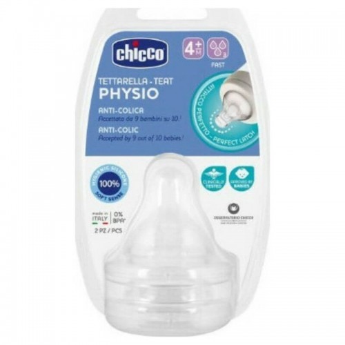 Chicco Physio Anti-Colic 4m+ Θηλή Σιλικόνης Γρήγορης Ροής 2 Τεμάχια