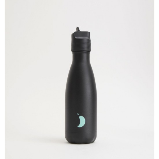 Chilly's Original Kids Bottle Jet Black Παιδικό Μπουκάλι Θερμός με Καλαμάκι 350ml
