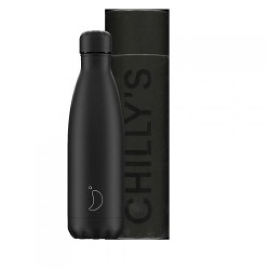 Chilly's Μπουκάλι Θερμός 500ml,  All Black Edition