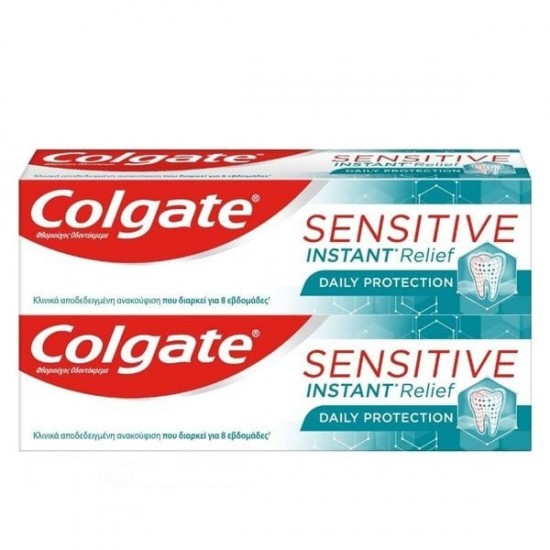 Colgate Sensitive Instant Relief, Daily Protection 1+1 Οδοντόκρεμα 75ml & 75ml