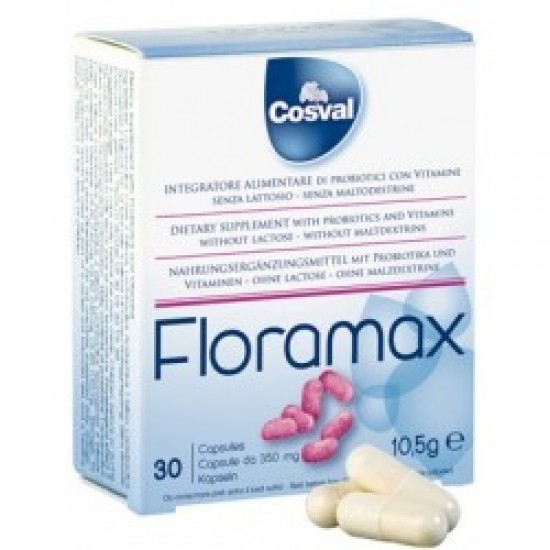 Cosval Floramax 30caps. Γαλακτοβάκιλλοι & βιταμίνες για την υγιή ισορροπία της εντερικής χλωρίδας