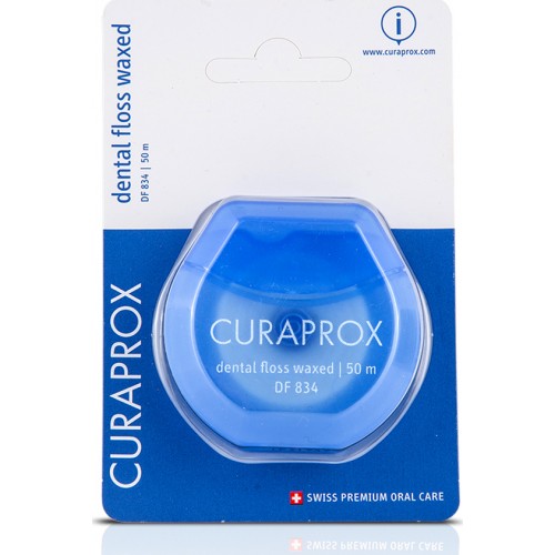 Curaprox DF 834 Dental Floss Waxed Οδοντικό Νήμα Κηρωμένο, 50m
