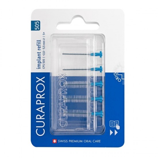 Curaprox Implant Refill CPS 505 Μεσοδόντια Βουρτσάκια Μπλε, 5 Τεμάχια
