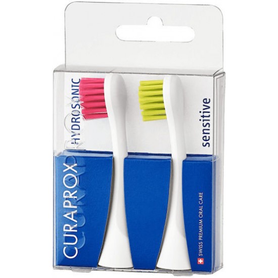 Curaprox Hydrosonic Sensitive Ανταλλακτικές Κεφαλές Ηλεκτρικής Οδοντόβουρτσας Magenta-Λαχανί 2τεμ