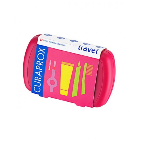 Curaprox Travel Set, Κόκκινο Φούξια Ταξιδιωτικό Σετ Στοματικής Υγιεινής