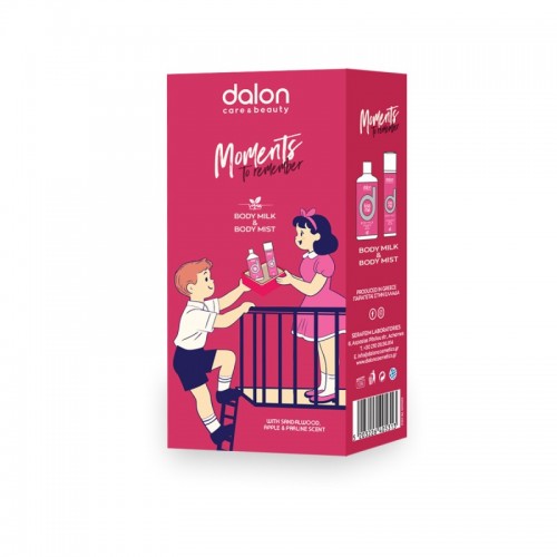 Dalon Moments Body Milk ,Γαλάκτωμα Σώματος με Νότες από Σανταλόξυλο & Κεχριμπάρι Συνδυασμένες με Μήλο & Ζεστή Πραλίνα 300ml & Body Mist 100ml Dalon Moments Body Milk ,Γαλάκτωμα Σώματος με Νότες από Σανταλόξυλο & Κεχριμπάρι Συνδυασμένες με Μήλο & Ζεστή Πραλίνα 300ml & Body Mist 100ml