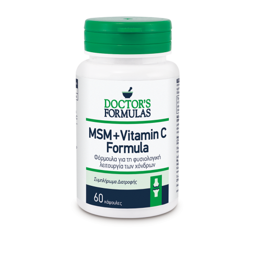 Doctor's Formulas MSM +Vitamin Formula Φόρμουλα που συμβάλλει στο Φυσιολογικό Σχηματισμό του Κολλαγόνου για τη Φυσιολογική Λειτουργία των Χόνδρων 60 Κάψουλες 
