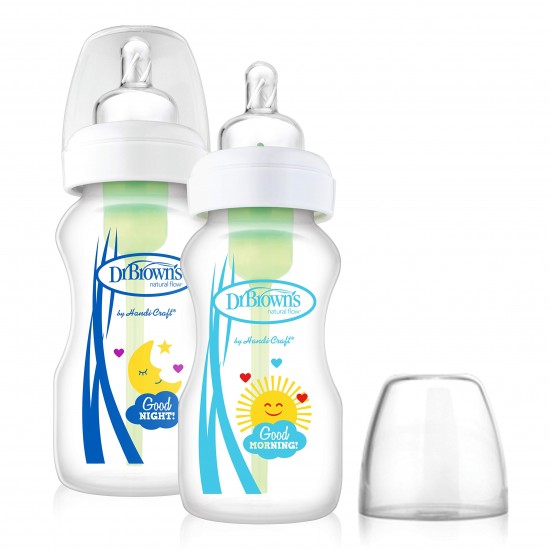 Dr Brown's Twin Pack Bottle Good Morning/Good Night Πλαστικά Μπιμπερό 270ml 