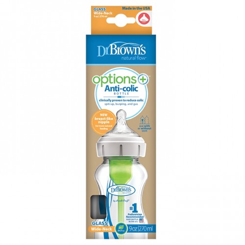 Dr Brown's Anti-Colic Options WB91740 Γυάλινο Μπουκάλι με φαρδύ λαιμό κατά των Κολικών 270ml Dr Brown's Anti-Colic Options WB91740 Γυάλινο Μπουκάλι με φαρδύ λαιμό κατά των Κολικών 270ml
