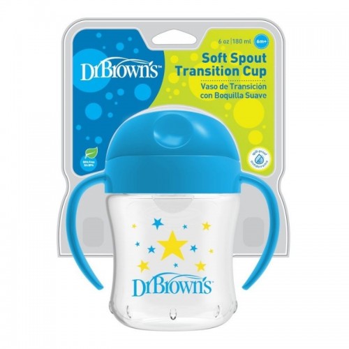 Dr Browns 61001-GB, Κύπελλο με Μαλακό Στόμιο με Καπάκι και Λαβές, Χρώμα Μπλε 180 ml Dr Browns 61001-GB, Κύπελλο με Μαλακό Στόμιο με Καπάκι και Λαβές, Χρώμα Μπλε 180 ml