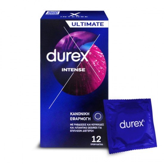 Durex Intense Προφυλακτικά με Ραβδώσεις & Κουκίδες 12 Τεμάχια 