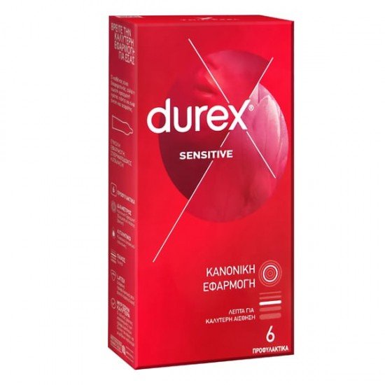 Durex Sensitive Λεπτά για μεγαλύτερη Ευαισθησία 6 Προφυλακτικά
