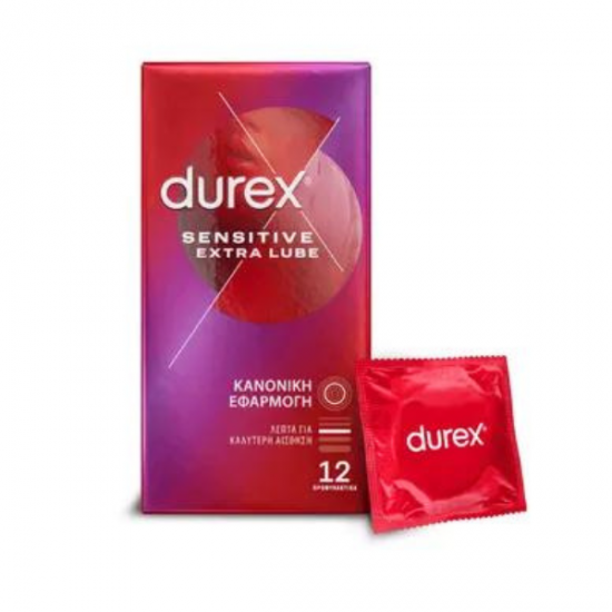 Durex Sensitive Extra Lube Προφυλακτικά 12 Τεμάχια 