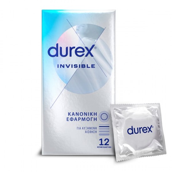 Durex Invisible,Έξτρα Λεπτά & Ευαίσθητα Προφυλακτικά, 12 τεμάχια