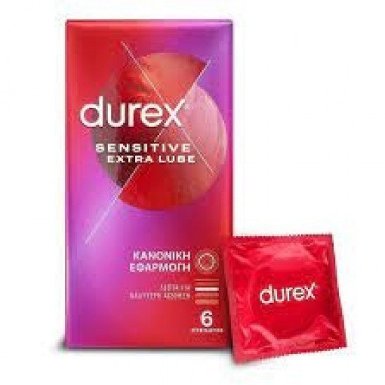 Durex Sensitive Extra Lube Προφυλακτικά 6 Τεμάχια 