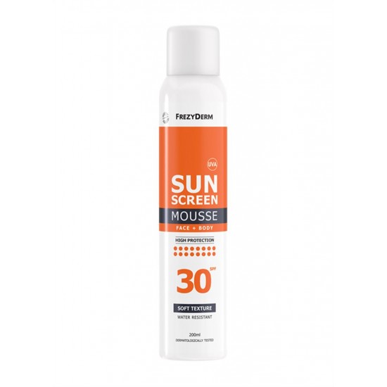  Frezyderm Sun Screen Mousse SPF30, Αντηλιακό Προσώπου/Σώματος σε Μορφή Αφρού 200ml