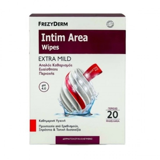 Frezyderm Intim Area Wipes Extra Mild. Απαλός Καθαρισμός Ευαίσθητης Περιοχής 20 Φακελάκια Frezyderm Intim Area Wipes Extra Mild. Απαλός Καθαρισμός Ευαίσθητης Περιοχής 20 Φακελάκια