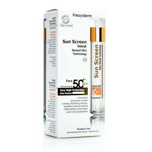 Frezyderm Sun Screen Velvet SPF50 για το Πρόσωπο, 50ml Frezyderm Sun Screen Velvet SPF50 για το Πρόσωπο, 50ml