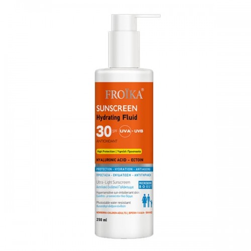 Froika Sunscreen Hydrating Fluid SPF 30+ Αντιηλιακό Γαλάκτωμα Με Υαλουρονικό Οξύ Για Πρόσωπο & Σώμα, 250ml Froika Sunscreen Hydrating Fluid SPF 30+ Αντιηλιακό Γαλάκτωμα Με Υαλουρονικό Οξύ Για Πρόσωπο & Σώμα, 250ml