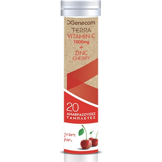 Terra Vitamin C 1000mg + Zinc Με γεύση Κεράσι 20 Αναβράζουσες Ταμπλέτες