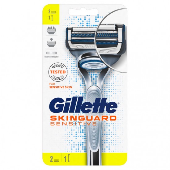 Gillette SkinGuard Sensitive Ξυριστική Μηχανή για Ευαίσθητη Επιδερμίδα, 1 μηχανή & 2 ανταλλακτικά Gillette SkinGuard Sensitive Ξυριστική Μηχανή για Ευαίσθητη Επιδερμίδα, 1 μηχανή & 2 ανταλλακτικά