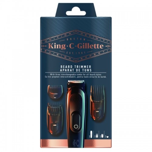 Gillette King C Beard Trimmer Ξυριστική Μηχανή Προσώπου Επαναφορτιζόμενη με 3 Ανταλλακτικές Κεφαλές