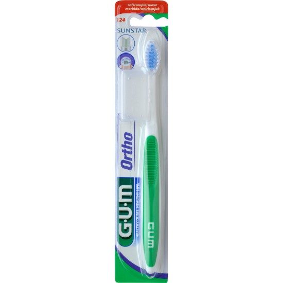  Gum 124 Ortho Toothbrush Soft, Ειδική Οδοντόβουρτσα με Σχεδιασμό "V" 1 Τεμάχιο