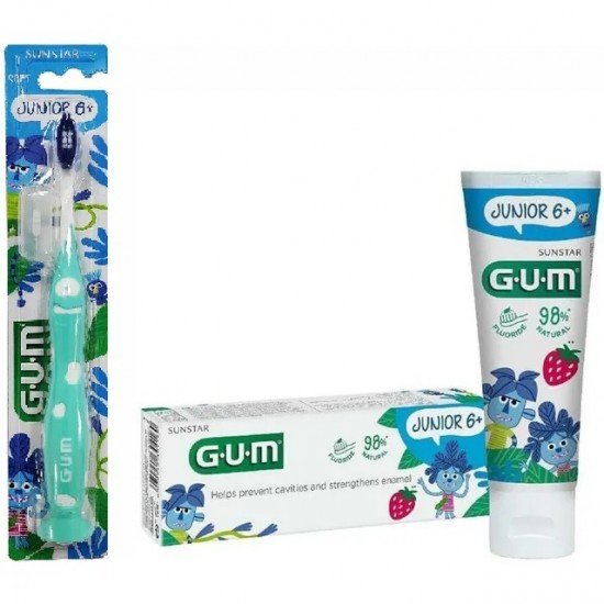 Gum Promo Junior Οδοντόβουρτσα 6-9 Ετών Γαλάζια & Gum Junior Οδοντόπαστα 6-12 Ετών 50ml