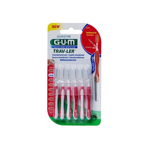Gum 1314 Trav-ler Μεσοδόντια Βουρτσάκι 0,8mm Κόκκινο 6 Τεμάχια Gum 1314 Trav-ler Μεσοδόντια Βουρτσάκι 0,8mm Κόκκινο 6 Τεμάχια