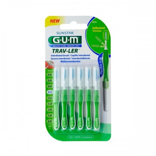 Gum 1414 Trav-ler Μεσοδόντια Βουρτσάκια 1.1mm Πράσινο 6 Τεμάχια Gum 1414 Trav-ler Μεσοδόντια Βουρτσάκια 1.1mm Πράσινο 6 Τεμάχια
