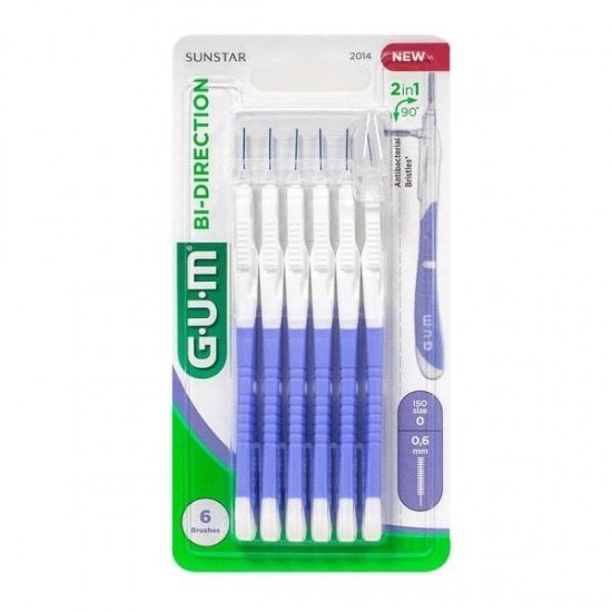 Gum 2014 Bi-Direction Ultra Fine, Μεσοδόντιο Βουρτσάκι 0,6mm 6τμχ