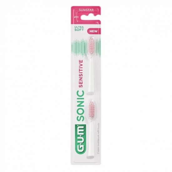 Gum 4111 Sonic Sensitve Ultra Soft, Ανταλλακτικές Κεφαλές Οδοντόβουρτσας 2 Τεμάχια